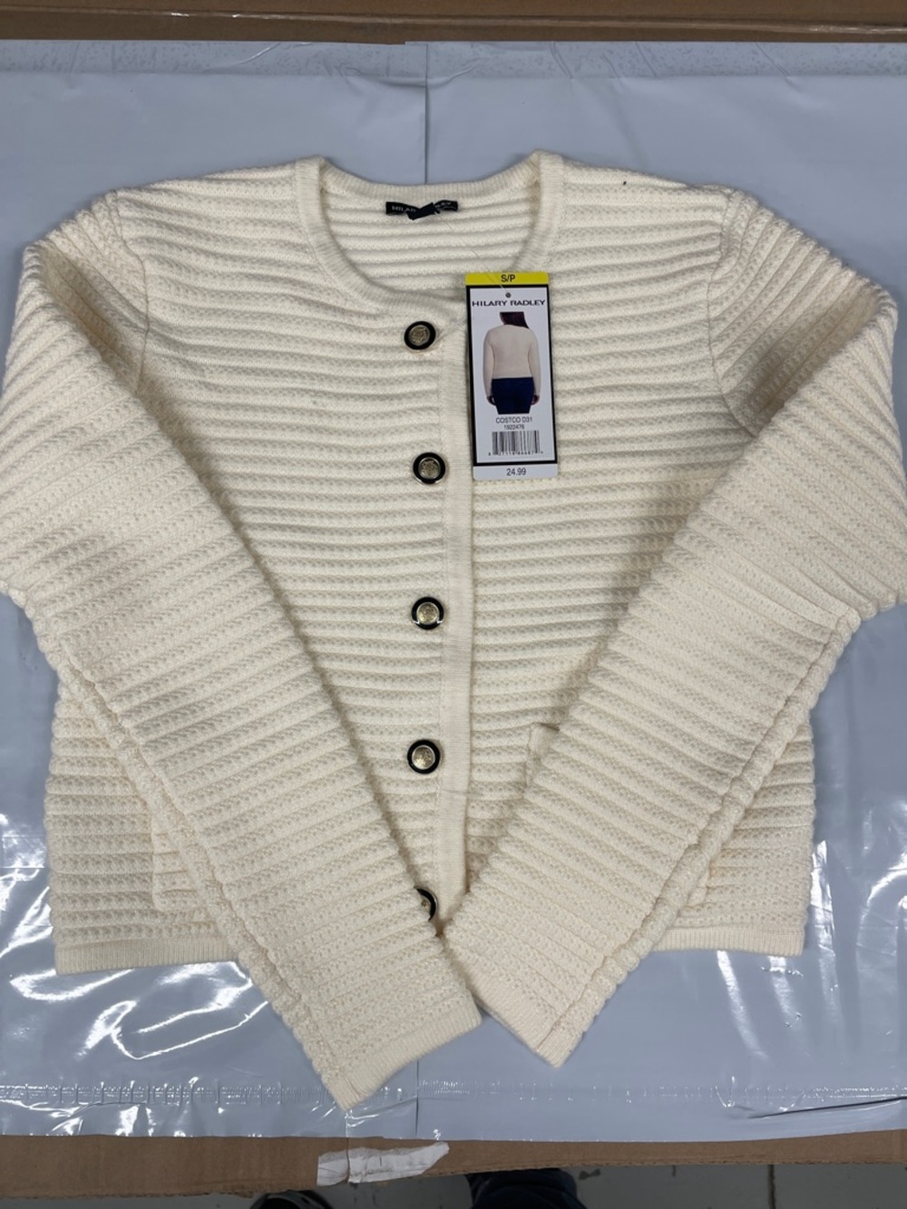 Hilary Radley Cream Ribbed Button-Front Cardigan - Picture 1 of 1